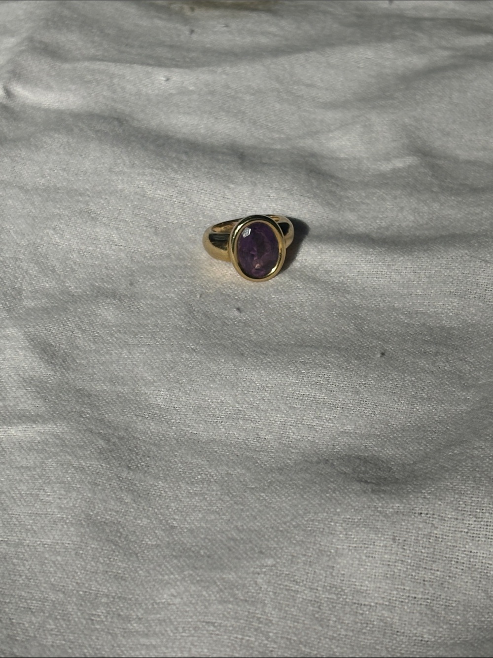 Gold Amethyst Oval Ring - Women Jewelry